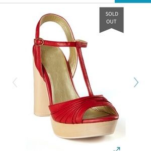 Seychelles Red Leather T-Strap Heels